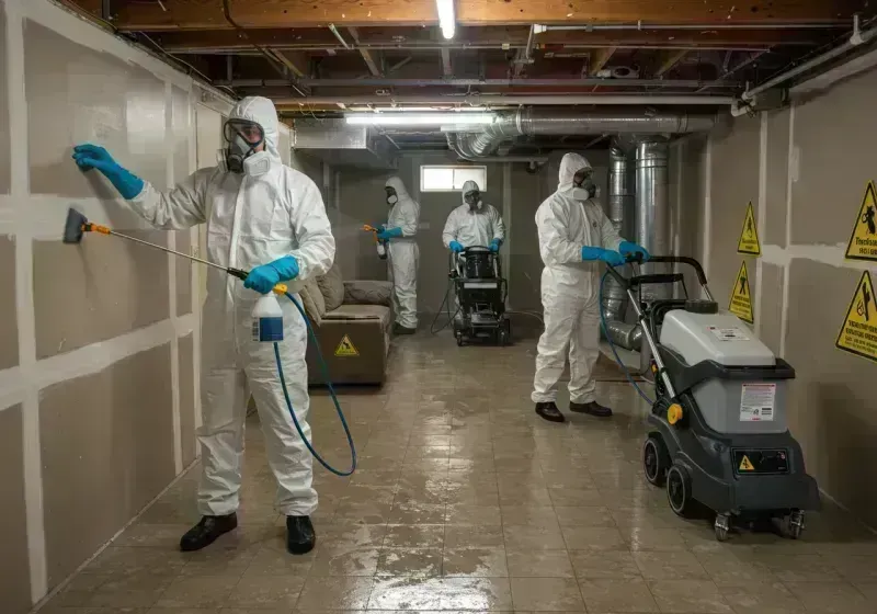 Basement Moisture Removal and Structural Drying process in Fort Campbell North, KY